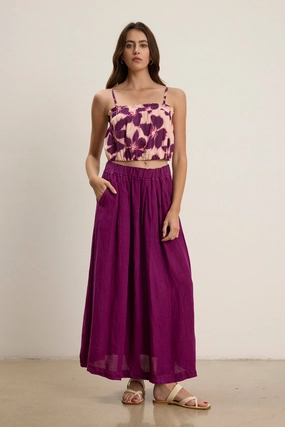 Polished Look casual finish Linda Linen Maxi Skirt in Grapes