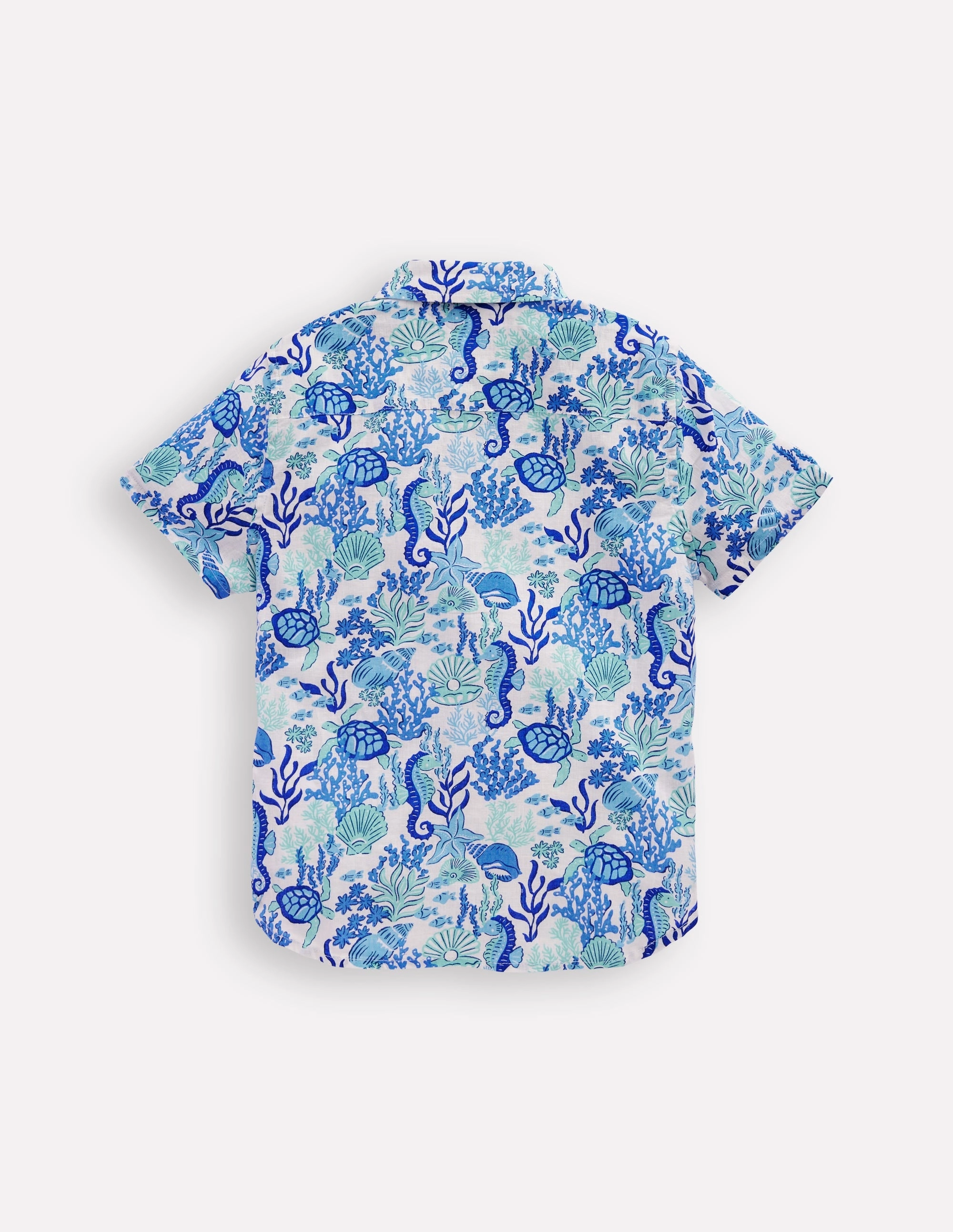 SunProtective Fray Resistant Edges Cotton Linen Shirt-Blue Coral Cove