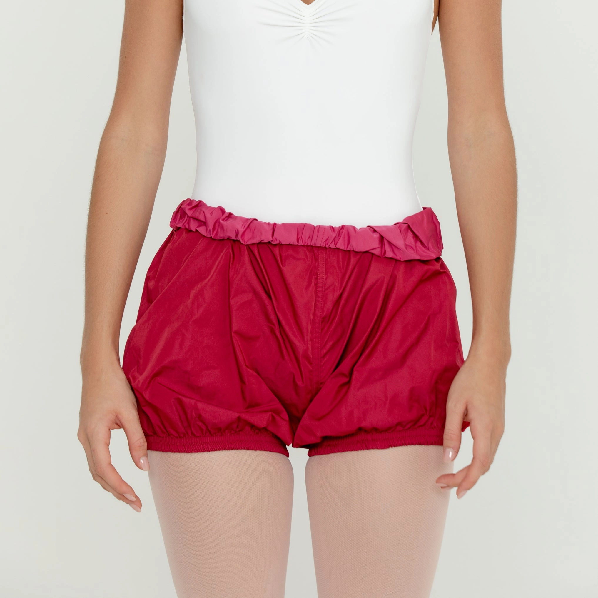 Layered Hem Detail Reversible Shorts RED / FUCHSIA