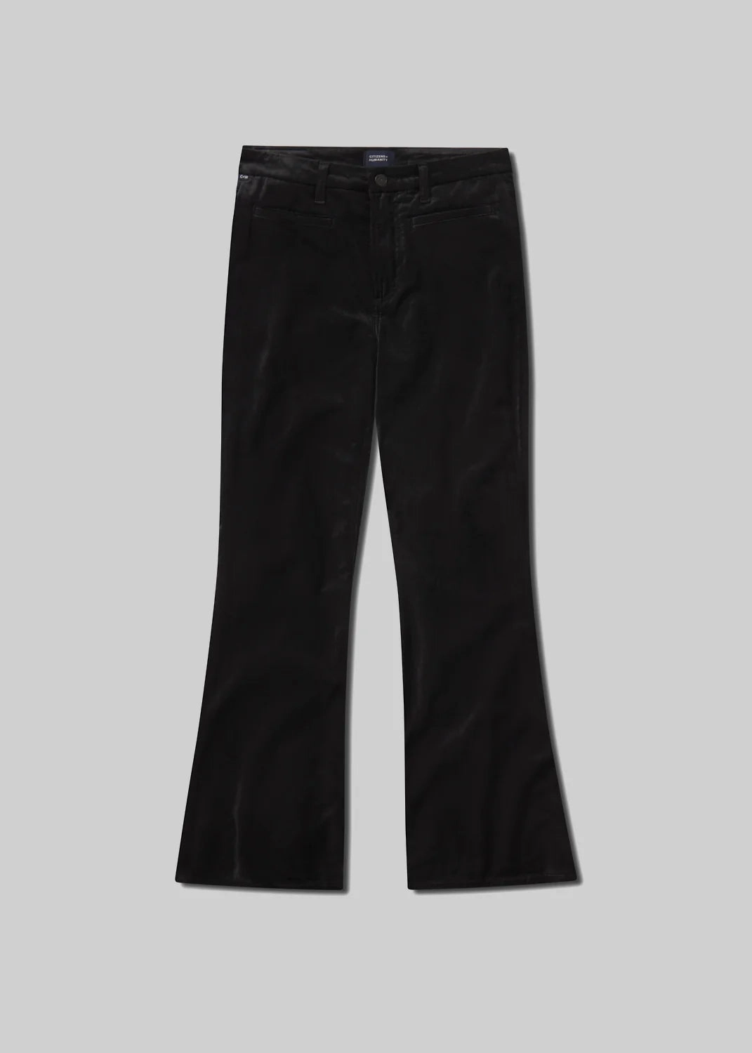 Lilah Flare With Welt Pocket Velvet in Black Layer-Friendly Fit