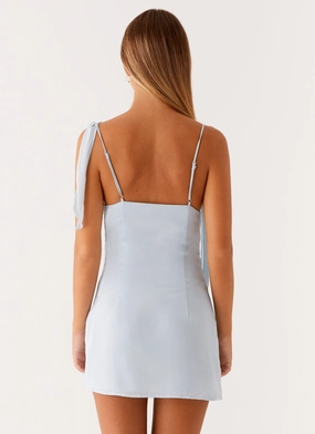 Lily Beaded Mini Dress - Pastel Blue