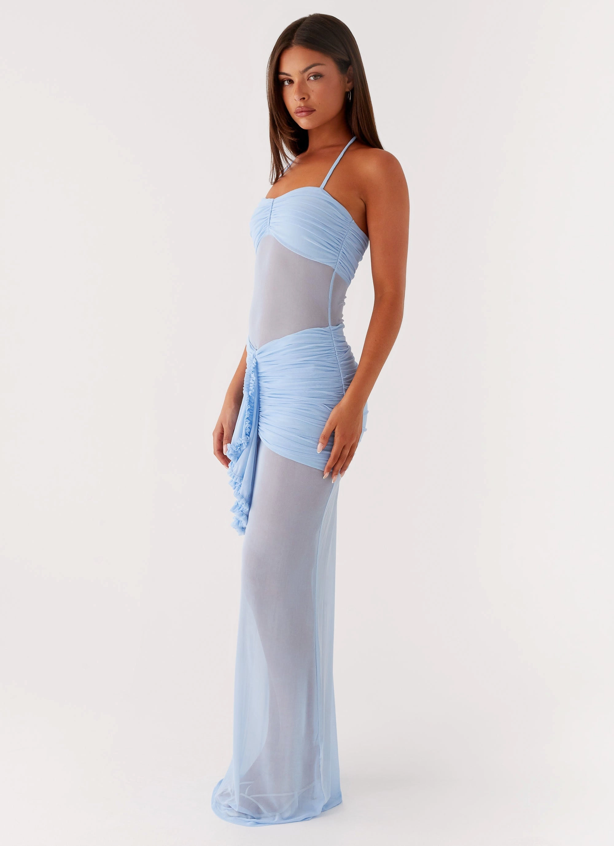 Lily Halter Maxi Dress - Blue