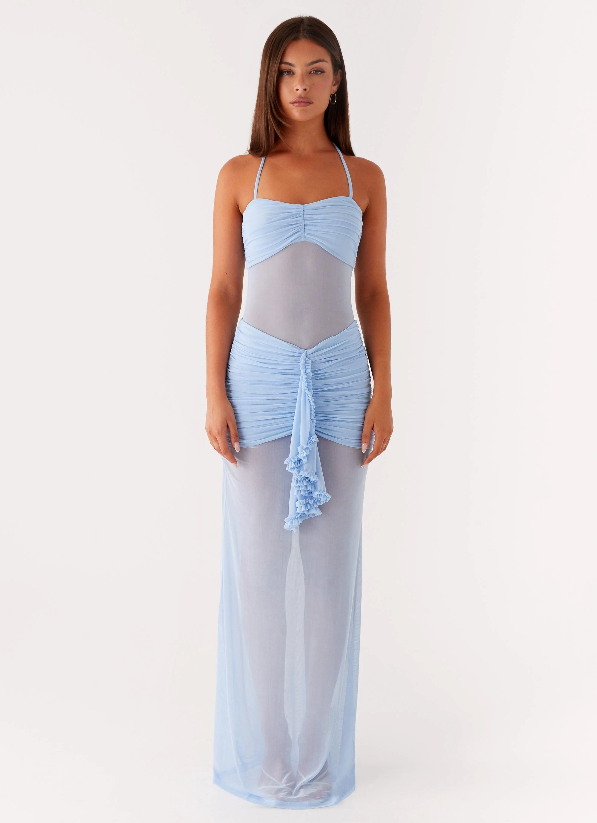 Lily Halter Maxi Dress - Blue