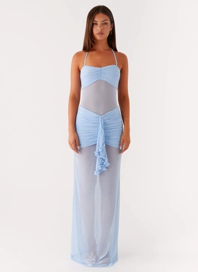 Lily Halter Maxi Dress - Blue