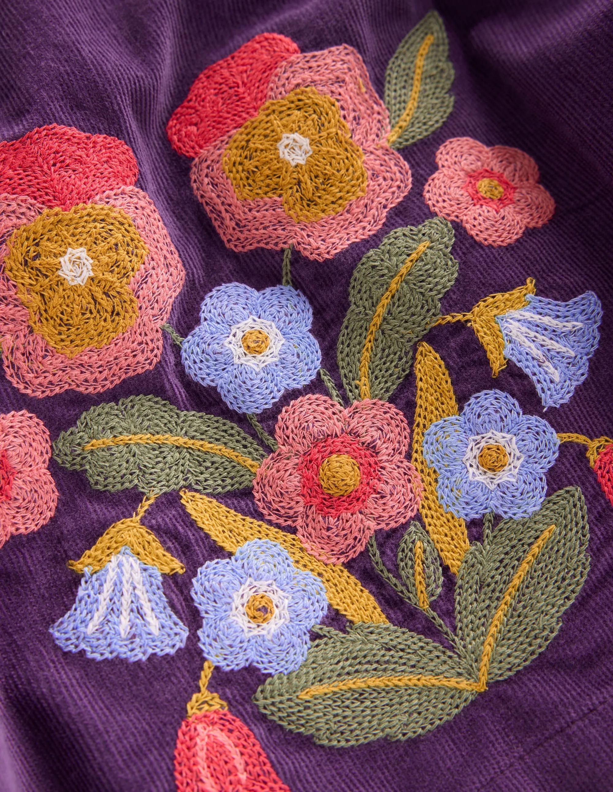 Embroidered Pinafore Dress-Mystic Purple Embroidery FlatlockSeam Light material