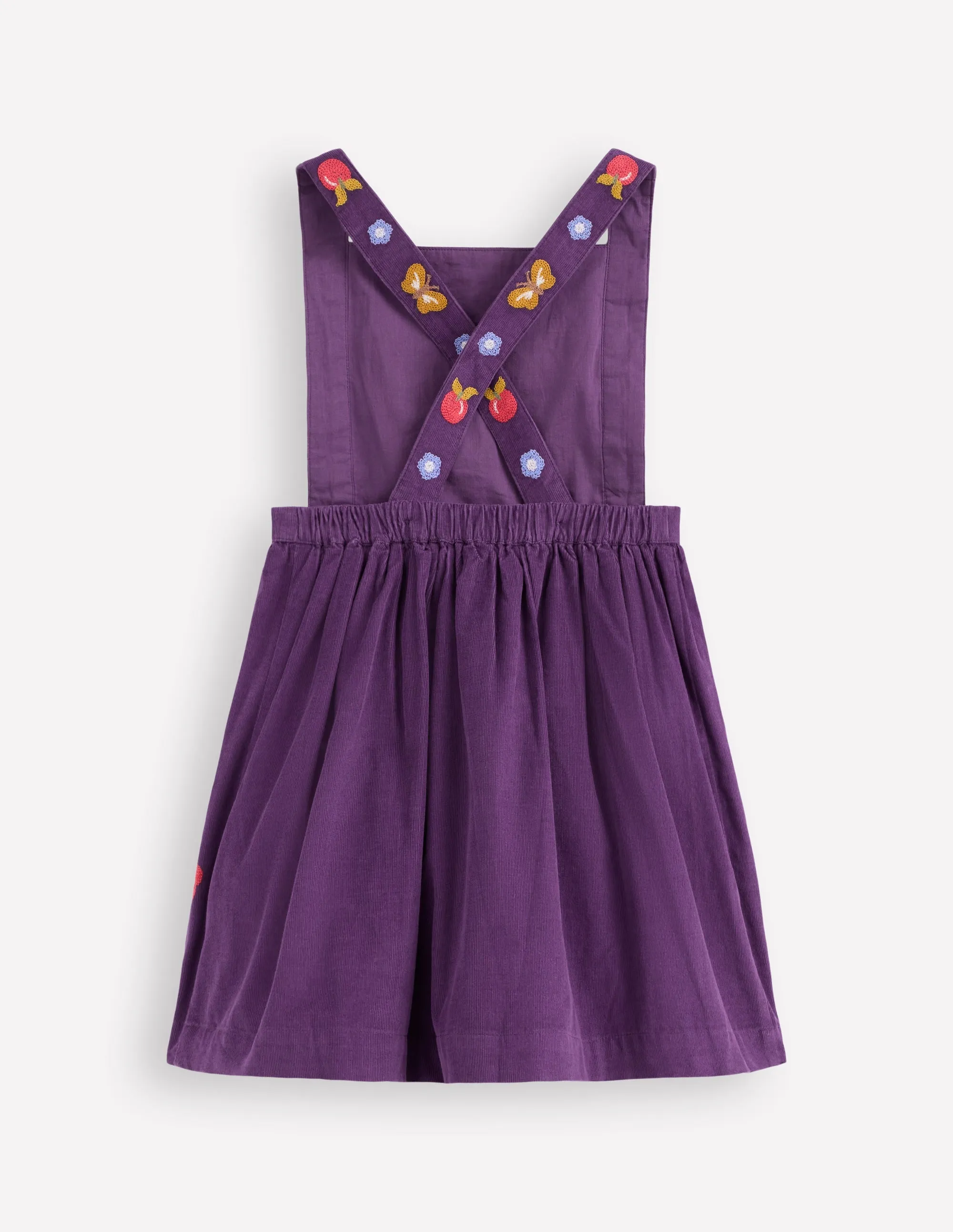 Embroidered Pinafore Dress-Mystic Purple Embroidery Drapey Fabric Fit Mood