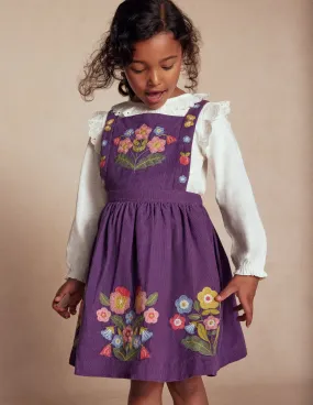 Smart Layers Embroidered Pinafore Dress-Mystic Purple Embroidery