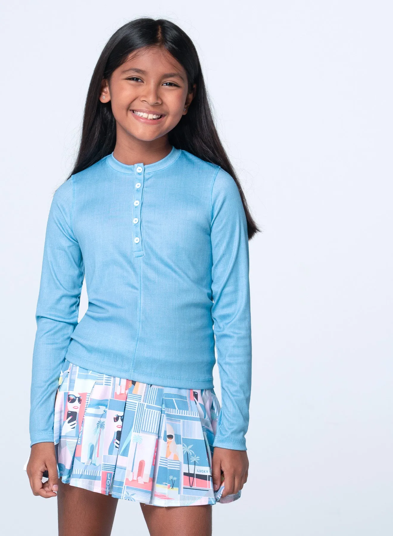 Linen Play Henley Long Sleeve Cooling Technology