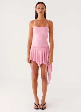 Lino Mini Dress - Baby Pink