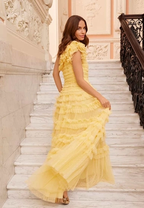 Chic Vibe Breathable-Lining Lisette Ruffle One-Shoulder Gown