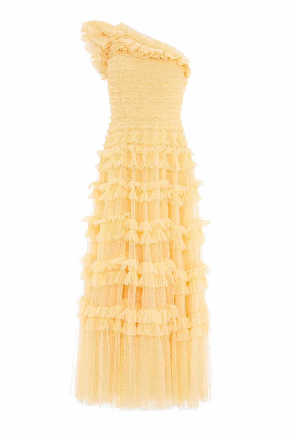 Lisette Ruffle One-Shoulder Gown Jewel Tones