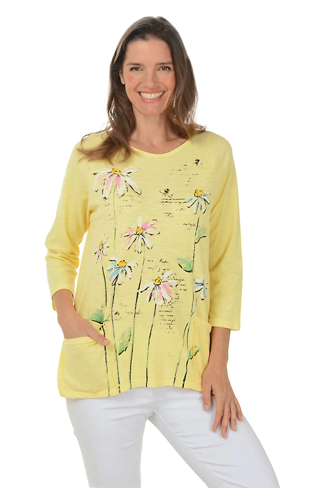 NonChafingEdges Lola Mineral Wash Double Pocket Knit Top