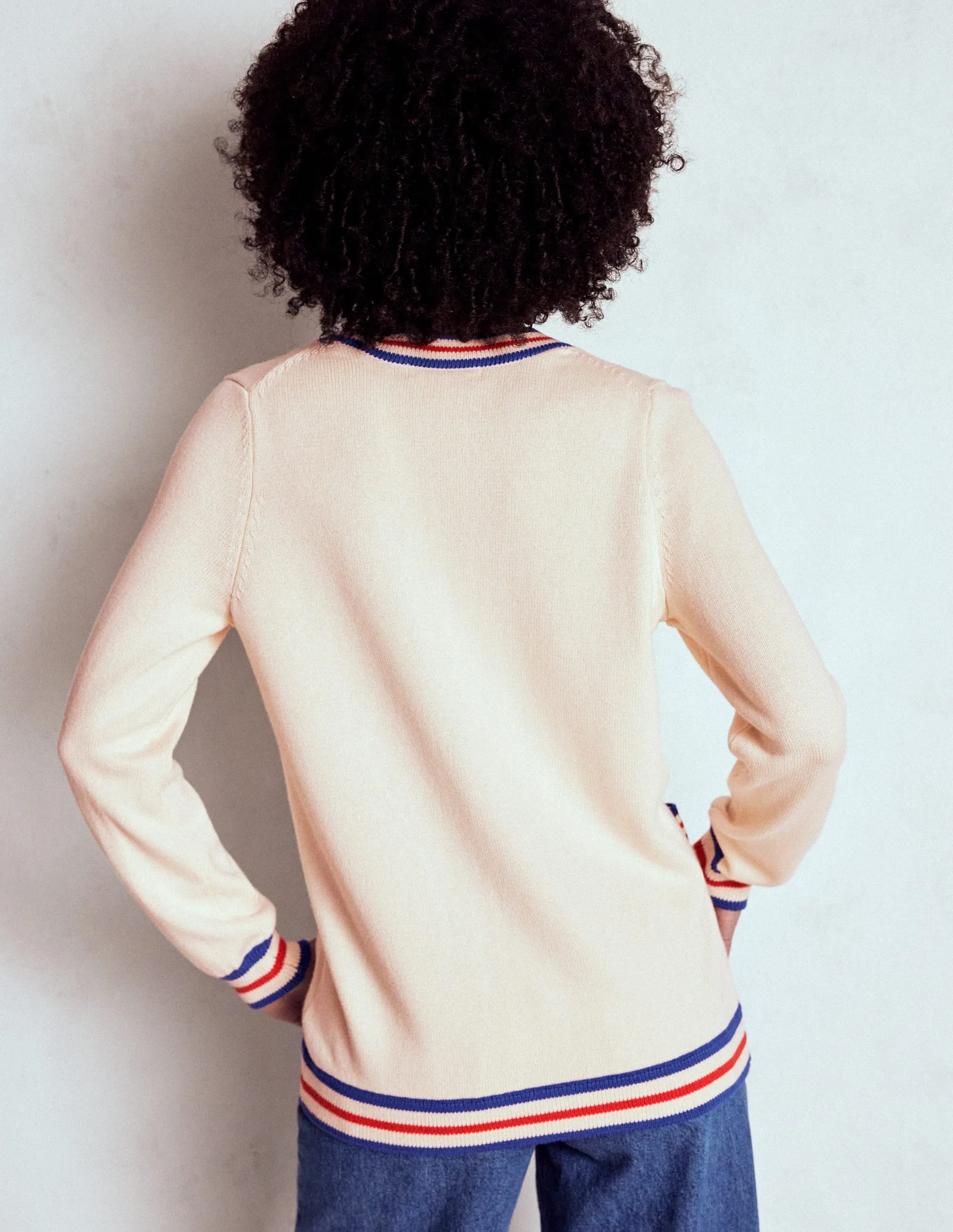 3D Knitting Technology Long Cotton V-neck Cardigan-Warm Ivory