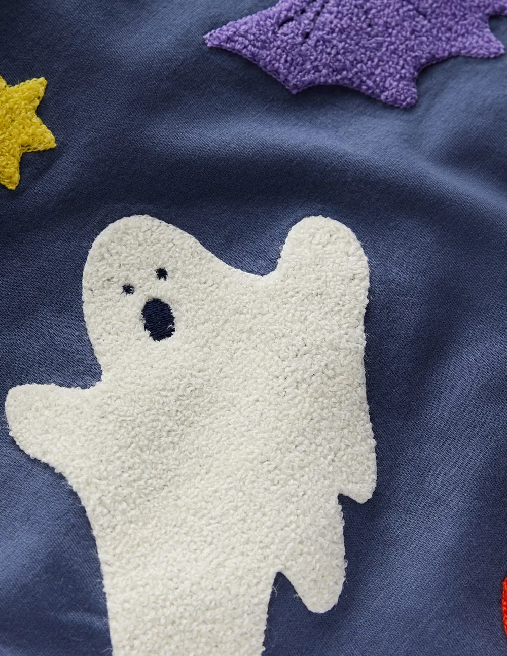 Long Sleeve Boucl T-shirt-Robot Blue Halloween Compact Jacquard Weave Stay Cool Technology