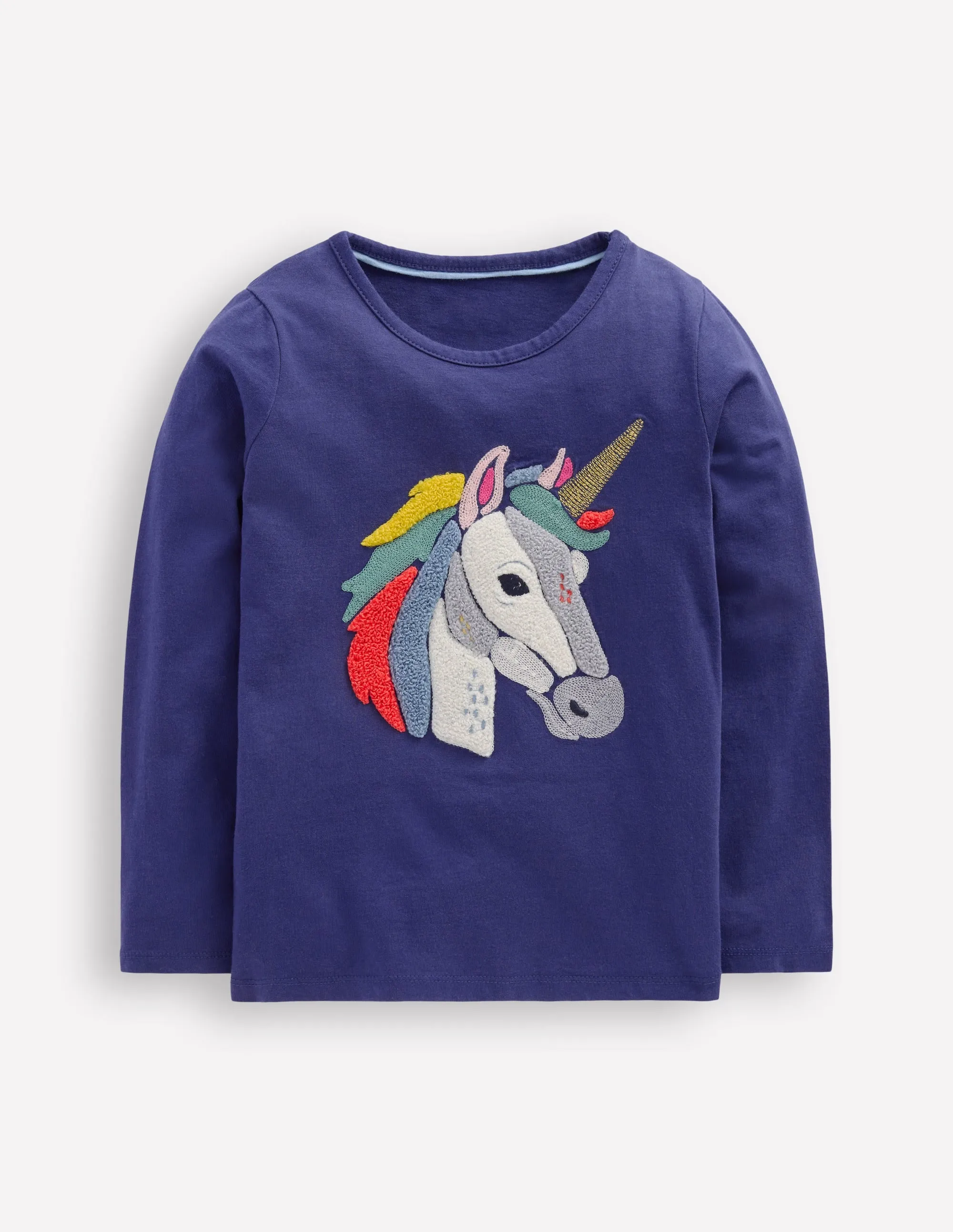 Edgy Long Sleeve Boucl T-shirt-Starboard Blue Unicorn