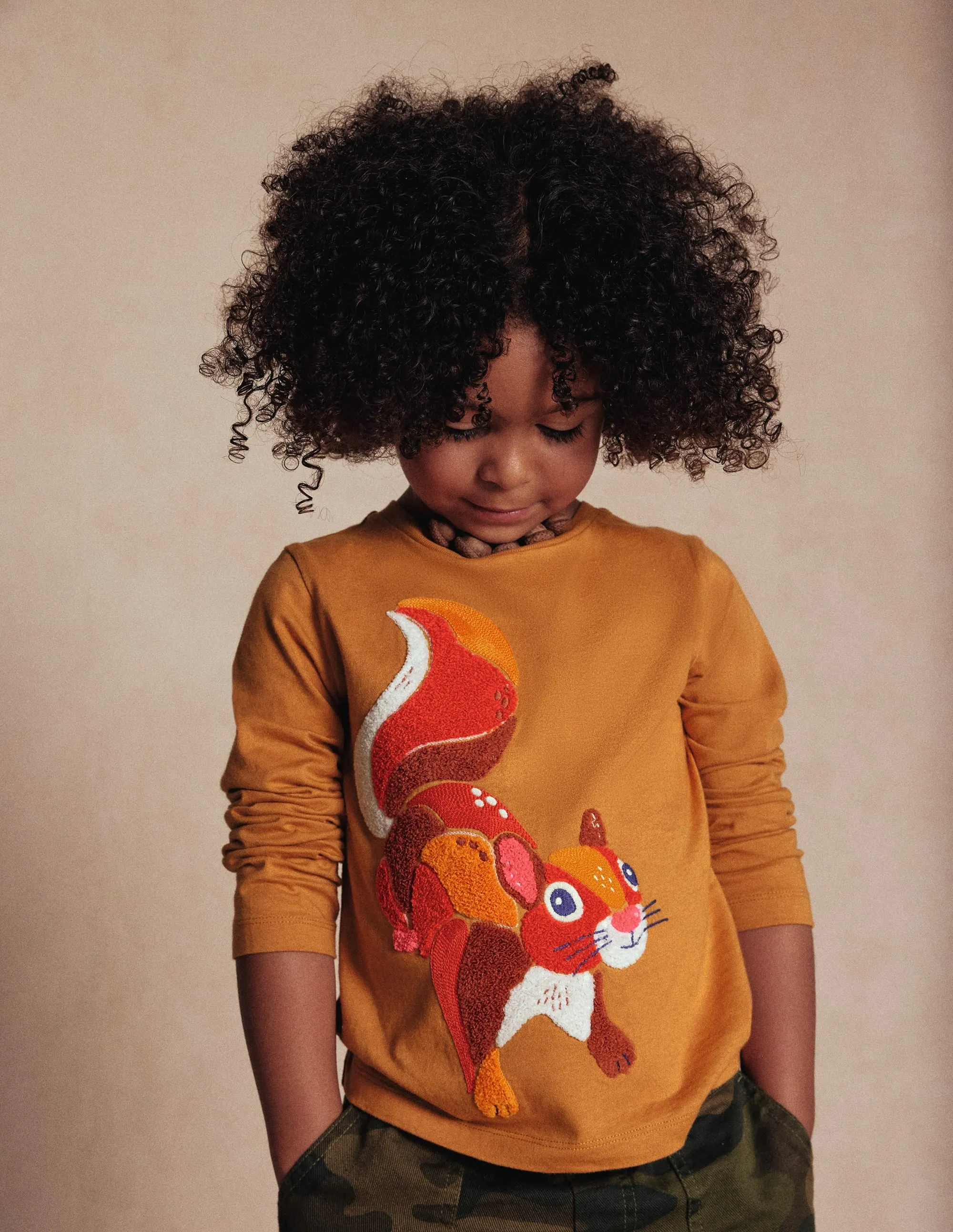 Antimicrobial Finish Long Sleeve Boucl T-shirt-Toffee Brown Squirrel