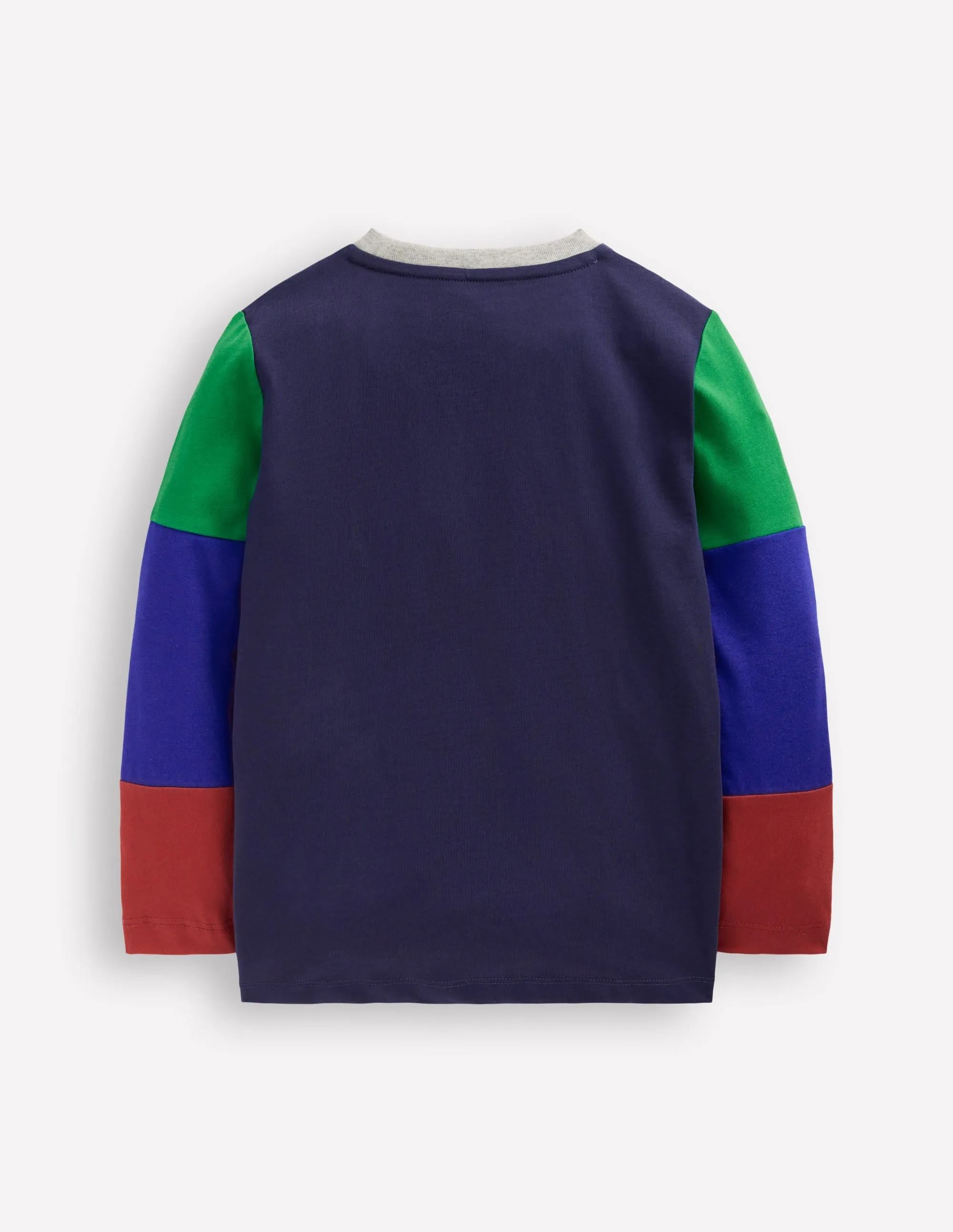 Long Sleeve Hotchpotch T-shirt-College Navy Ribbed Hem Finish