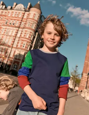 Odor Resistant HeatSealed Seams Long Sleeve Hotchpotch T-shirt-College Navy