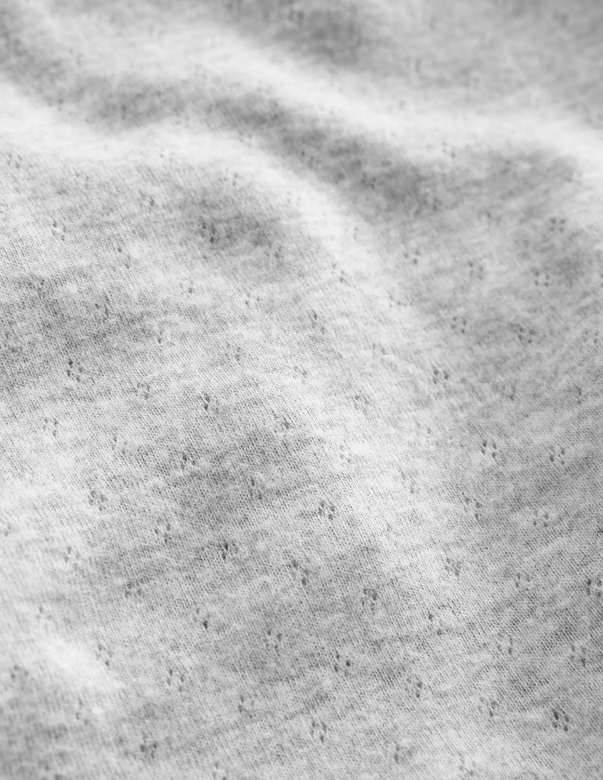 Long Sleeve Pointelle Top-Grey Marl AntiStaticLining Trendy Top