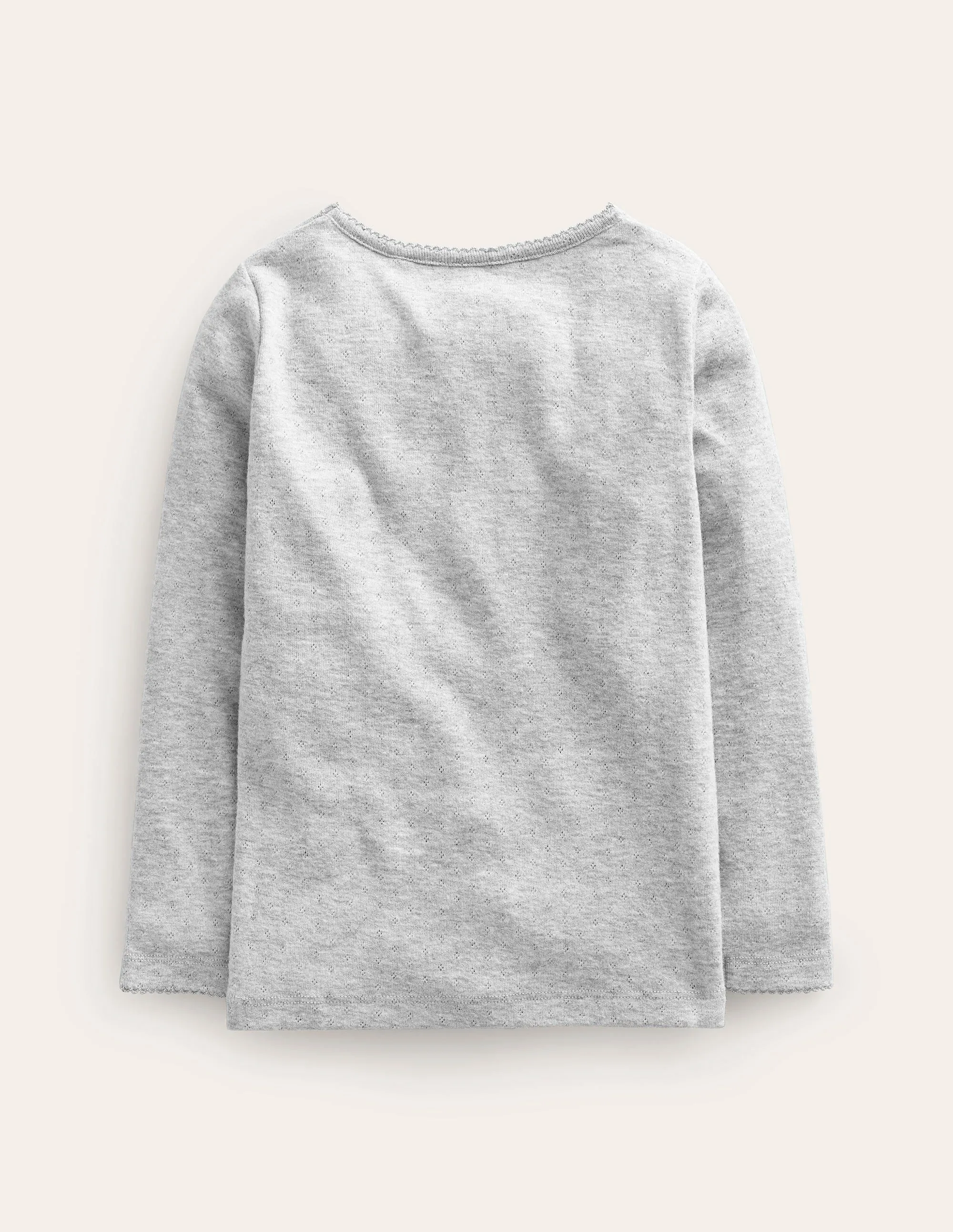 Long Sleeve Pointelle Top-Grey Marl LowImpact Manufacturing Vintage authenticity