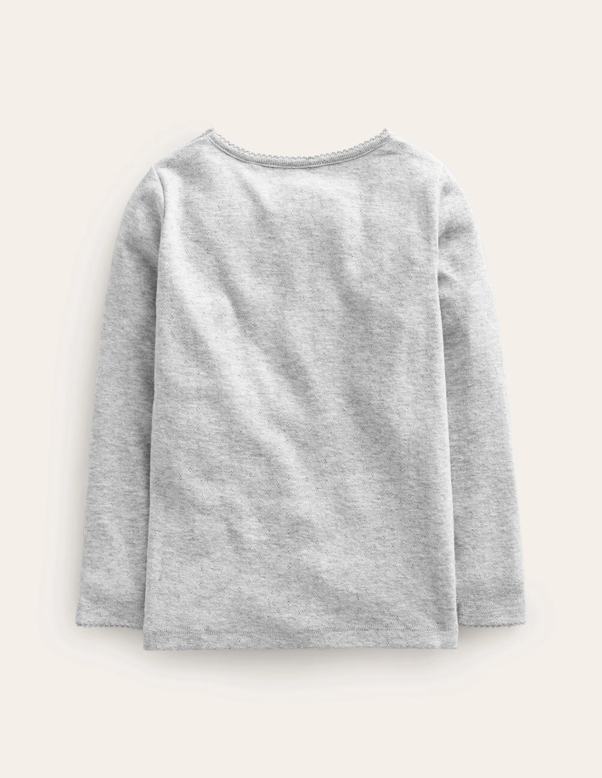 Subtle Details Long Sleeve Pointelle Top-Grey Marl
