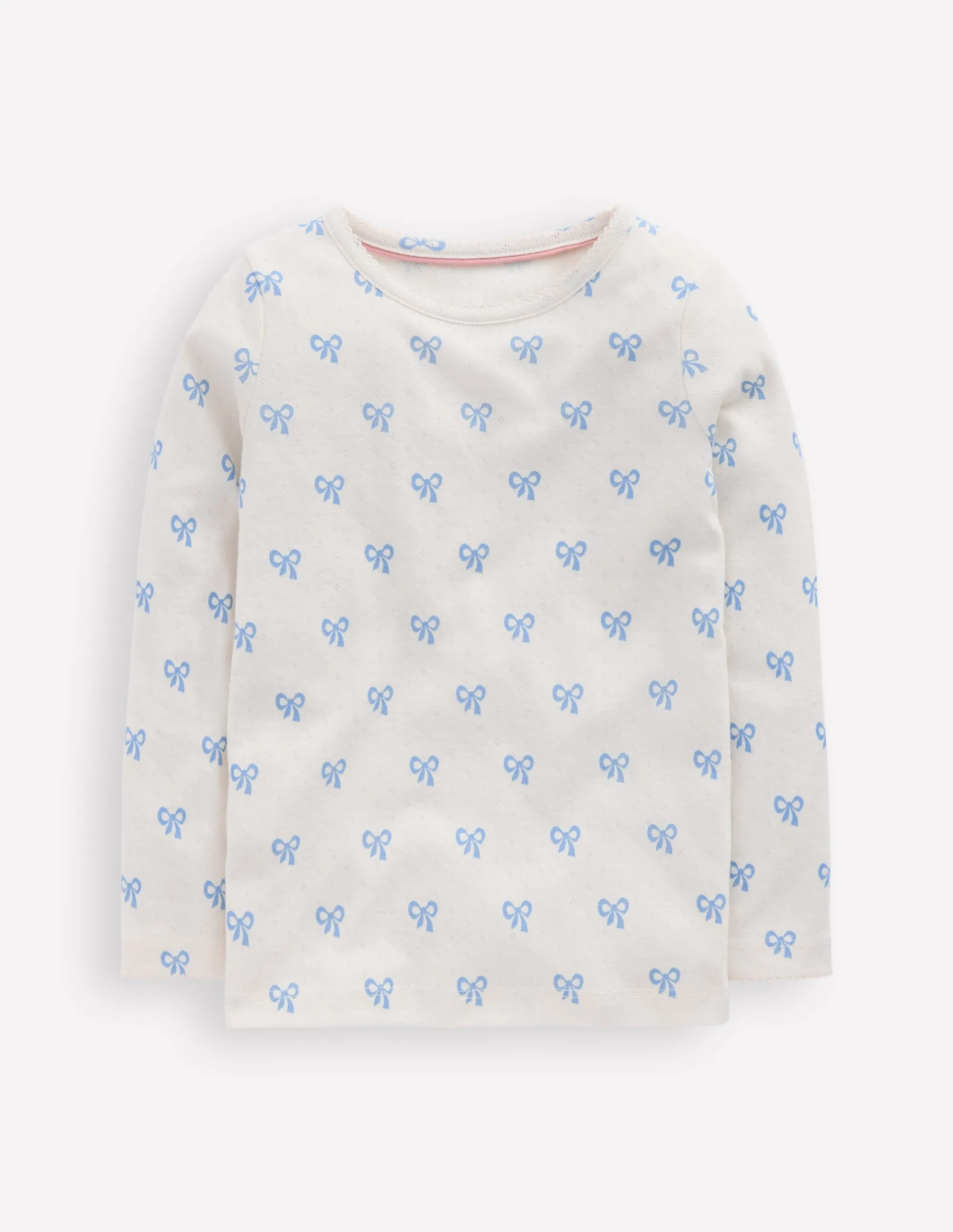 Long Sleeve Pointelle Top-Multi Bows Fit for Any Season