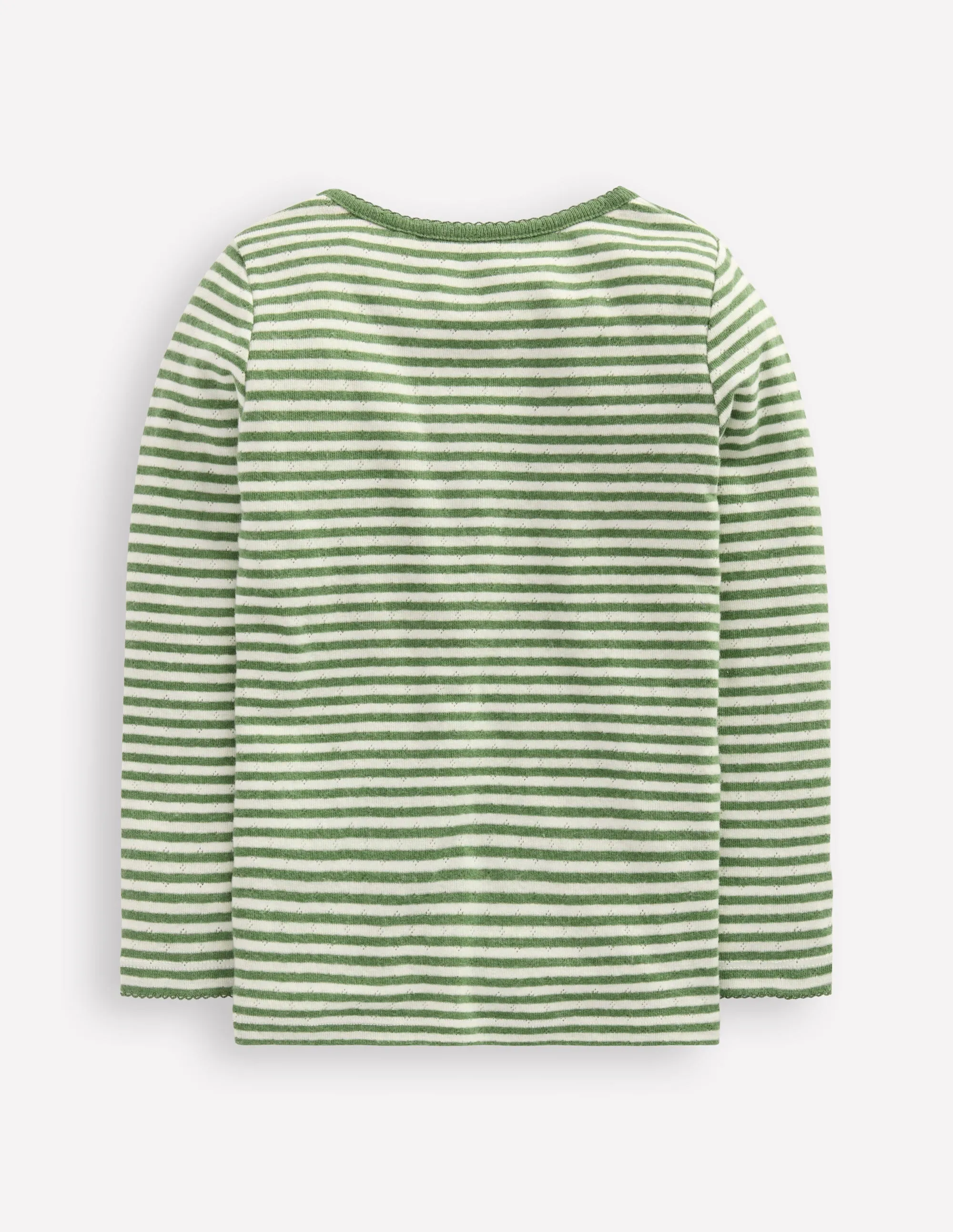 Unisex Core Long Sleeve Pointelle Top-Safari Green Stripe
