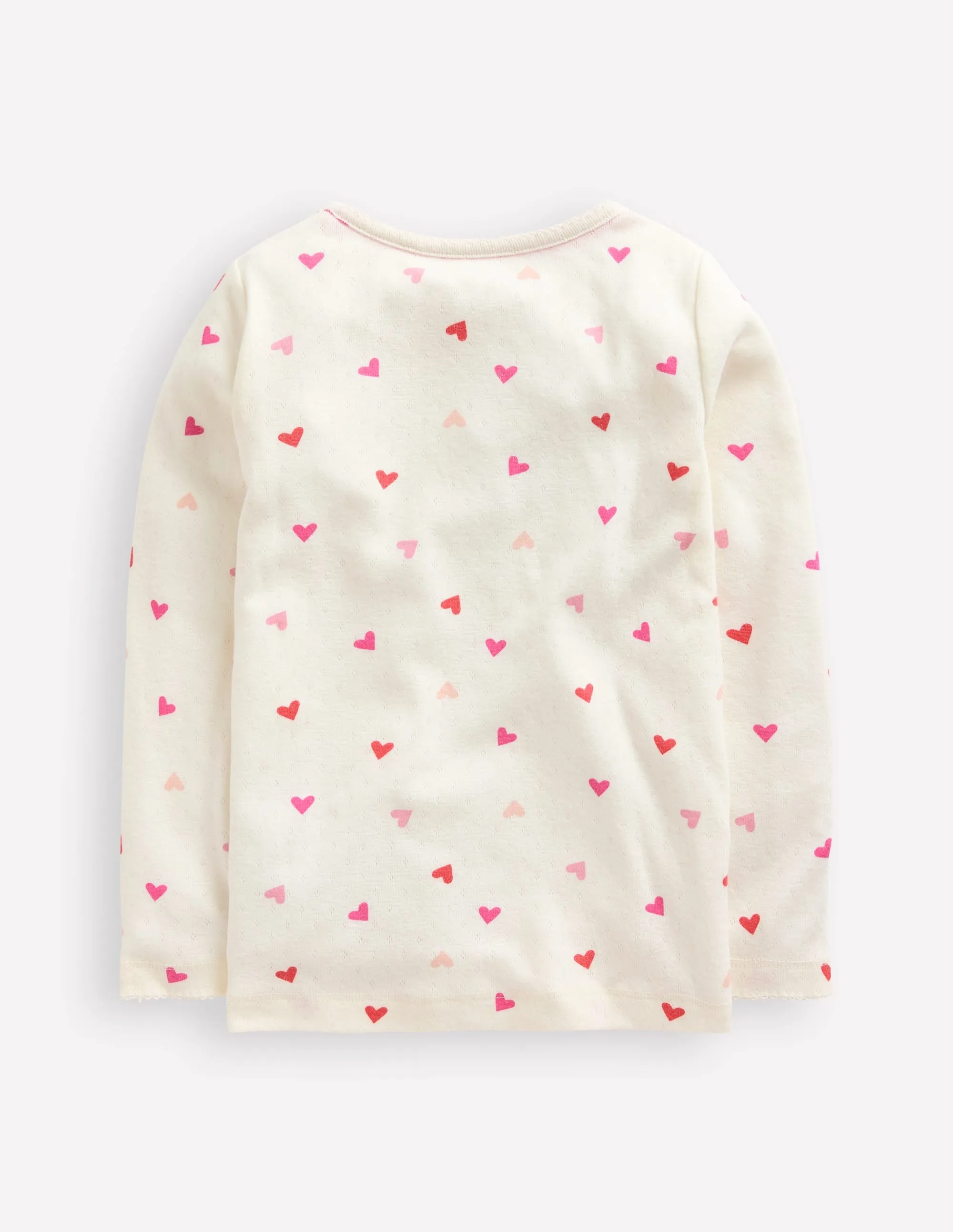 Long Sleeve Pointelle Top-Soft Ivory Hearts Lightweight Shirt Comfort and style