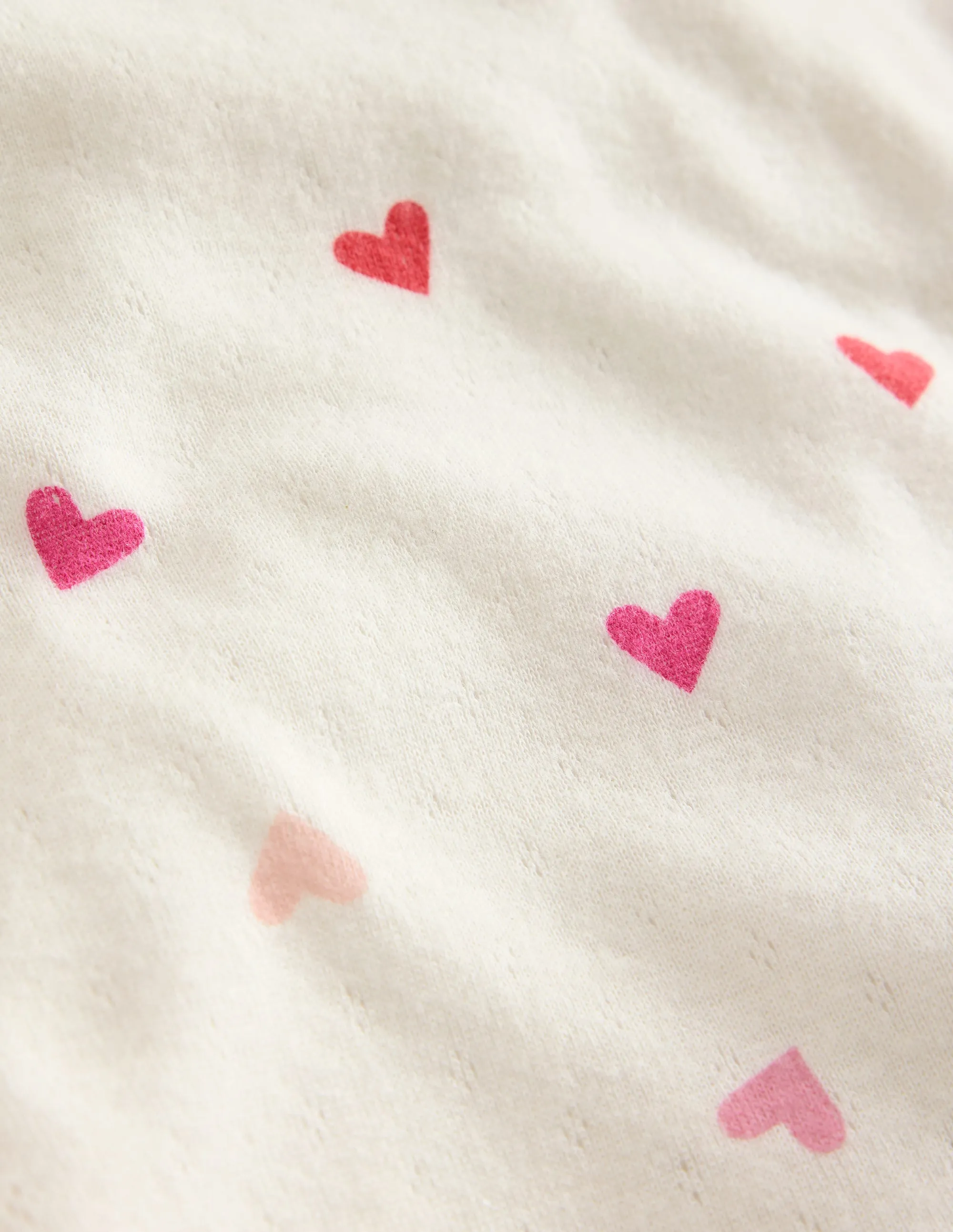 Long Sleeve Pointelle Top-Soft Ivory Hearts Sporty Vibe petite size