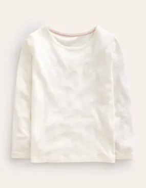 Long Sleeve Pointelle Top-Soft Ivory Non Restrictive Cut
