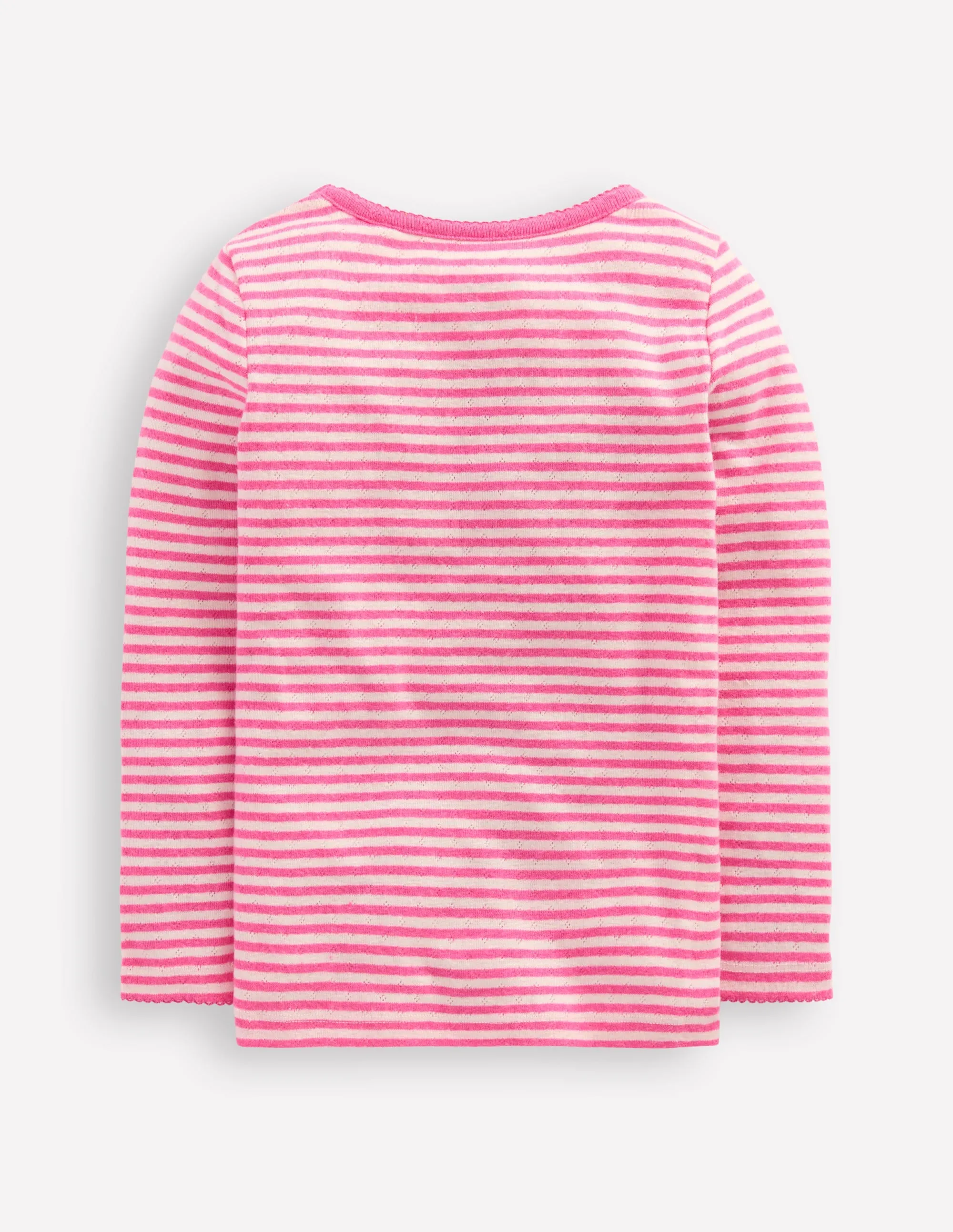 Long Sleeve Pointelle Top-Sorbet Pink Stripe High-End Quality Cozy and Soft