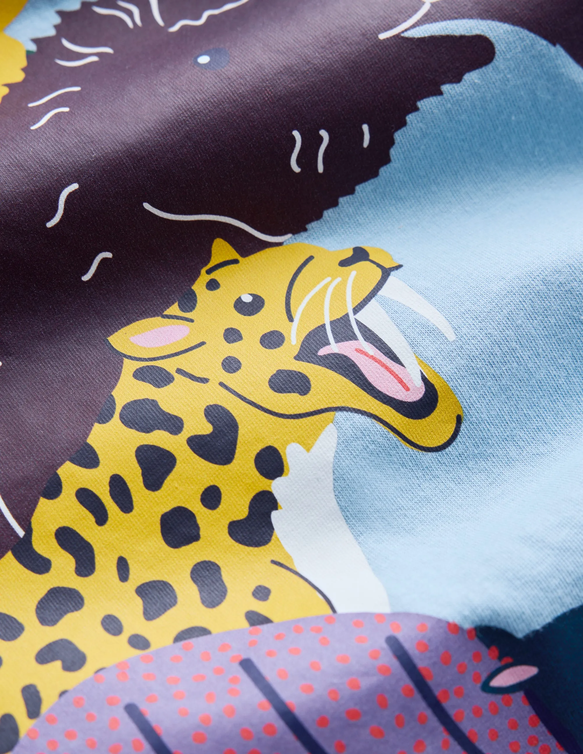 Long Sleeve Printed T-shirt-Glacier Blue Prehistoric retro look BreathableMeshPanels