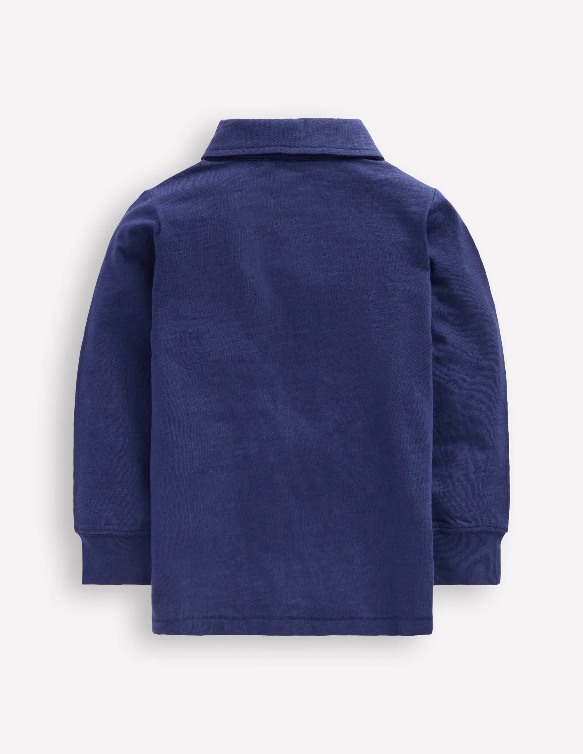 Long Sleeve Slub Polo-College Navy Antimicrobial Finish