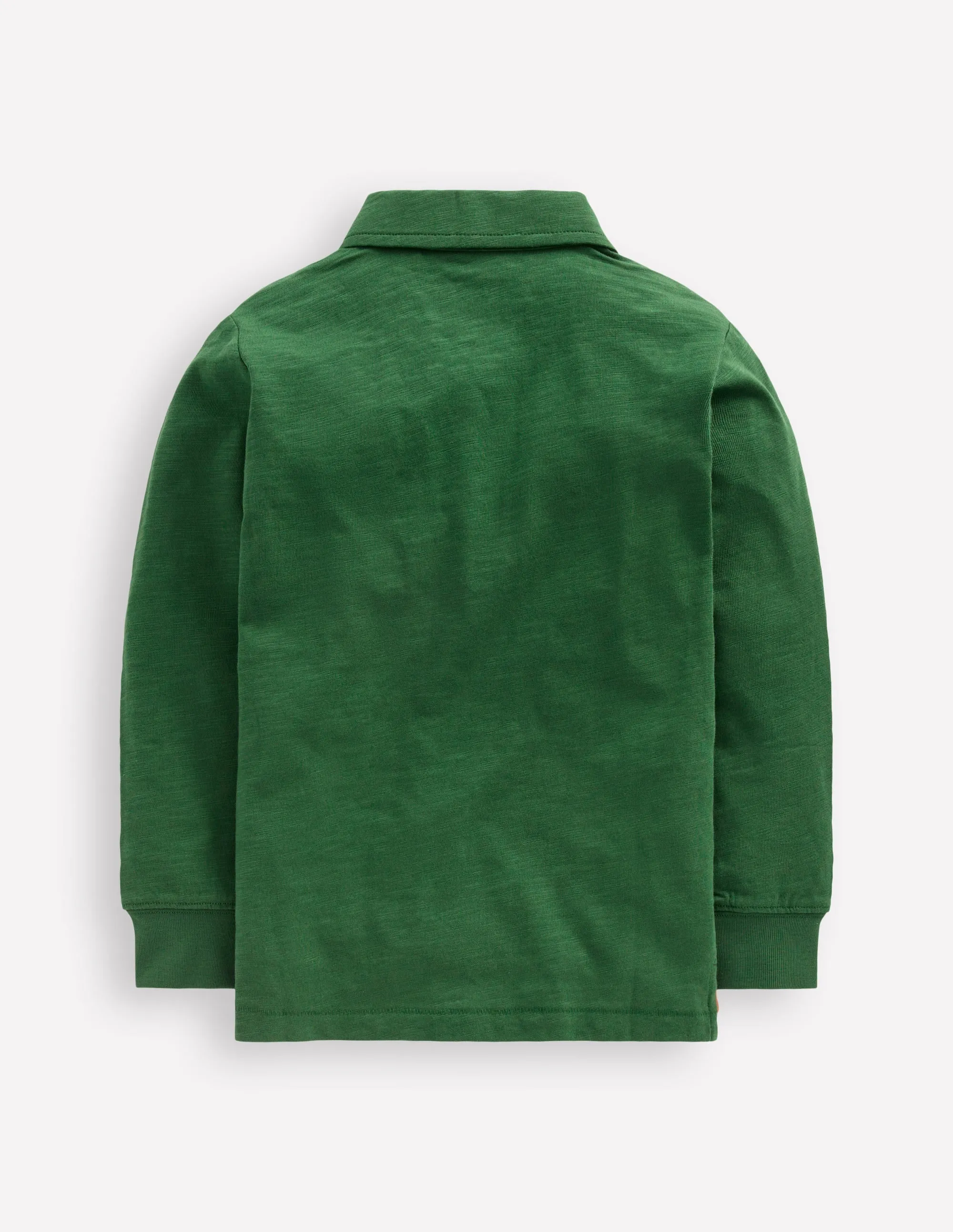 Non Restrictive Fit Long Sleeve Slub Polo-Pine Green