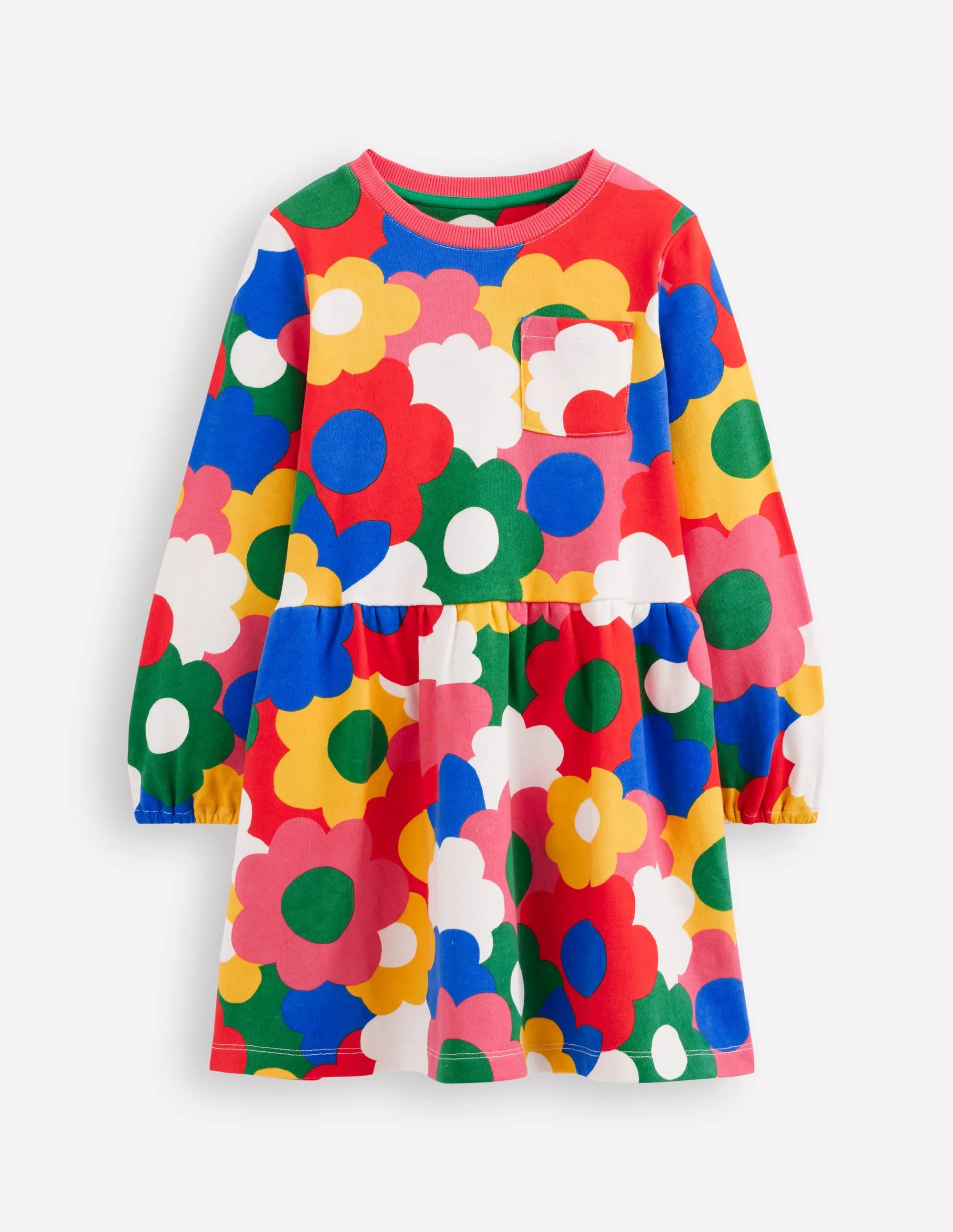 Daily Comfort Loopback Sweat Dress-Multi Rainbow Flower