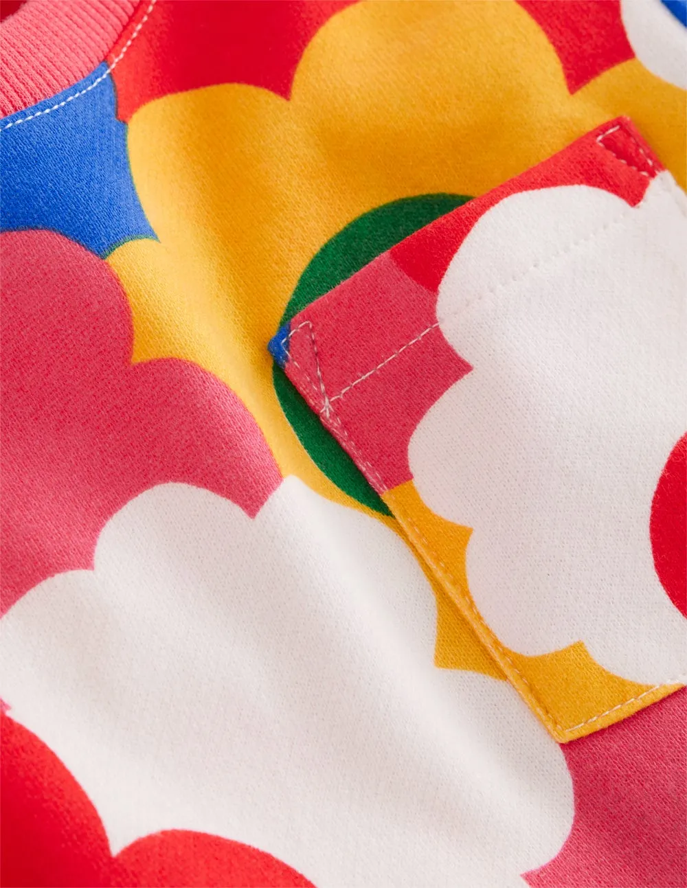 Fitted Look Bare Glow Loopback Sweat Dress-Multi Rainbow Flower