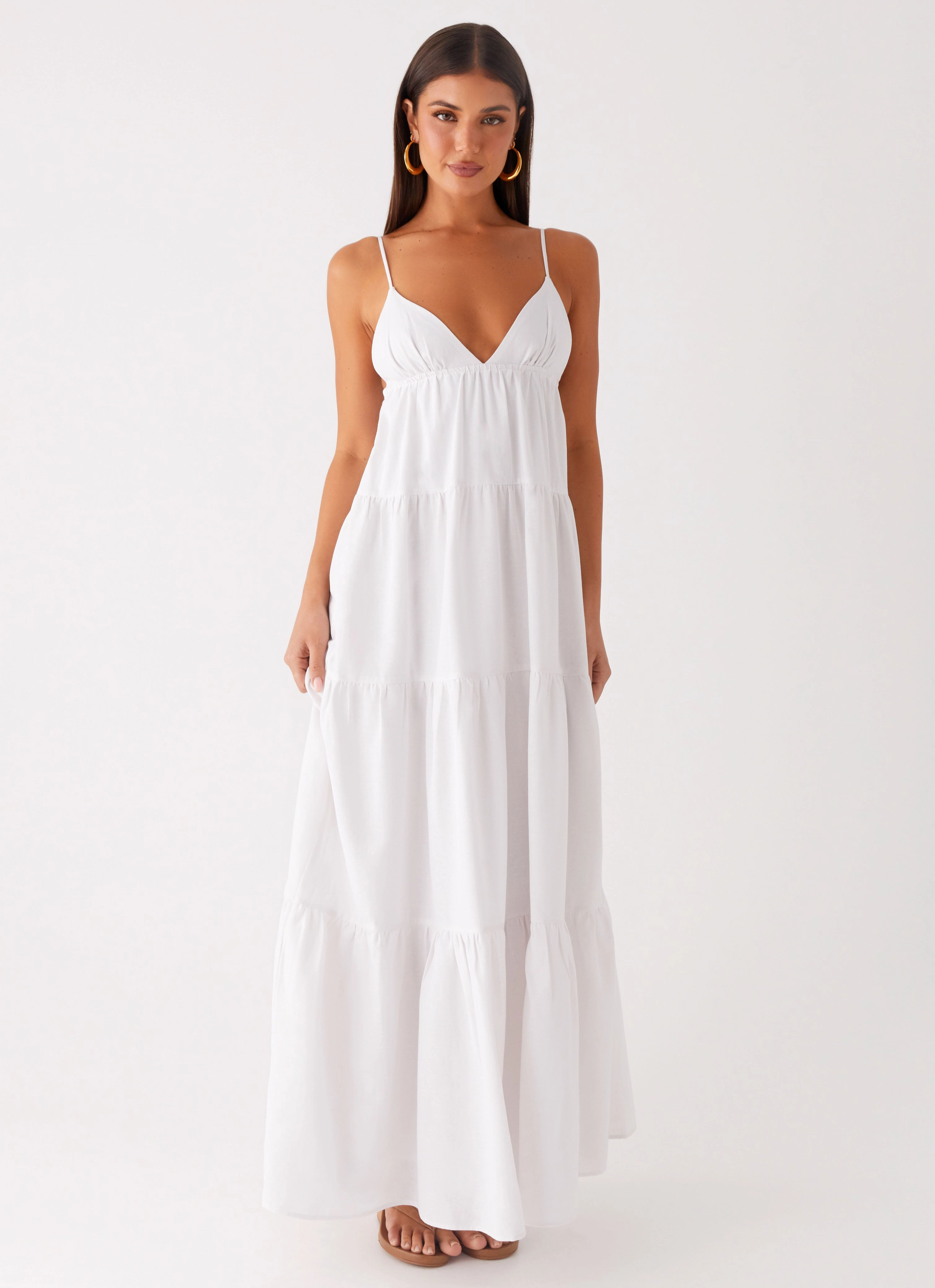 Lotty Linen Maxi Dress - White