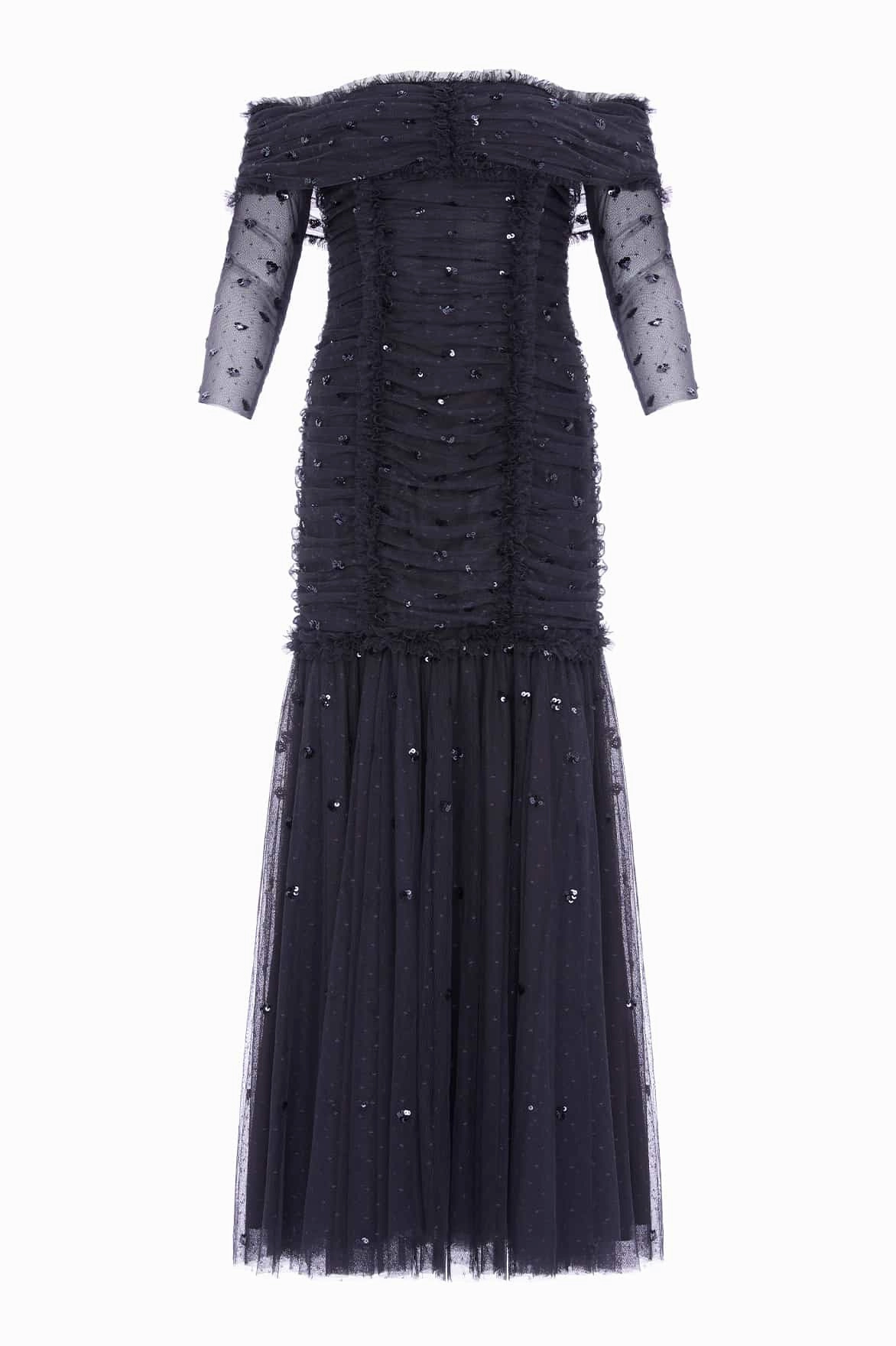 Understated Elegance Love Heart Rouched Off-Shoulder Gown