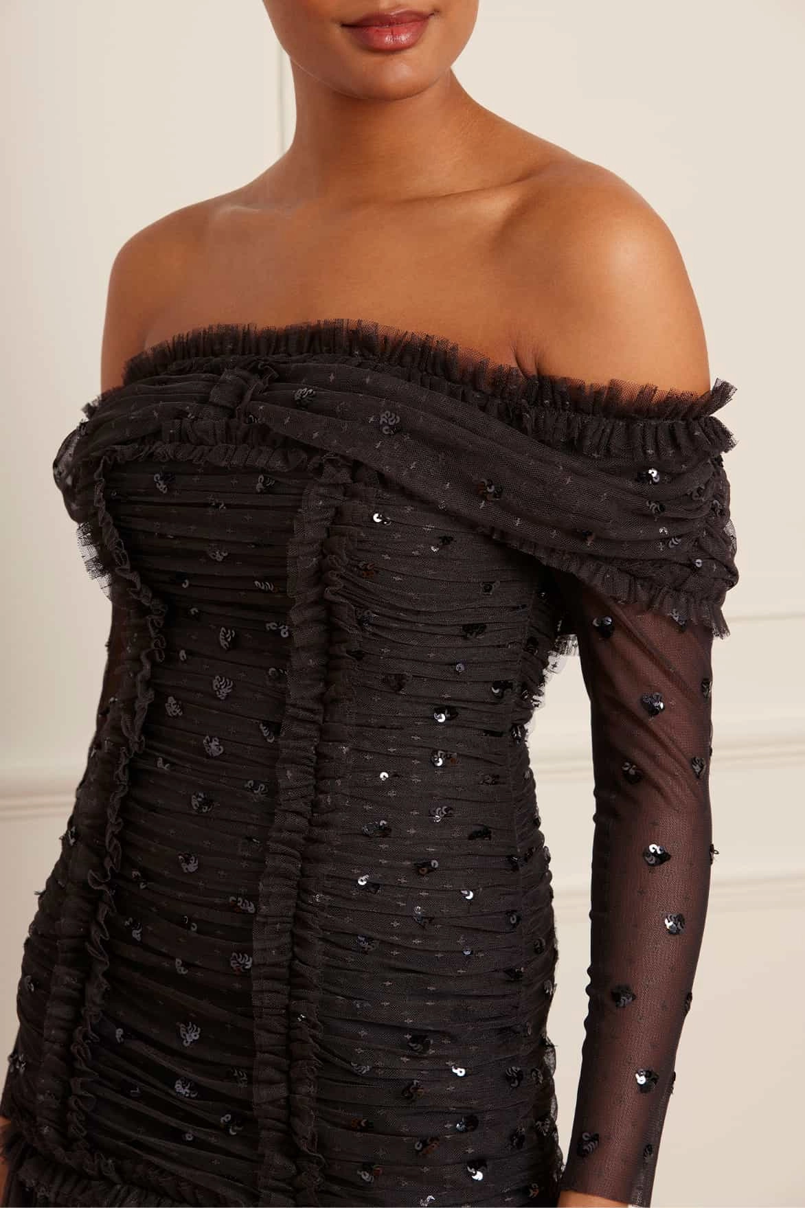 Vibrant Tone Inner Glow Love Heart Rouched Off-Shoulder Gown