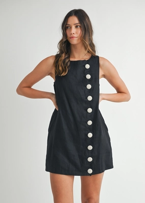 STELLA BUTTON DETAIL MINI DRESS Anniversary-Event Chic Direction