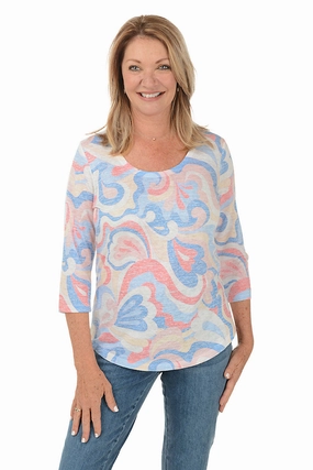 HighStretch Reinforced Stress Points Groovy Boat Neck Slub Knit Top