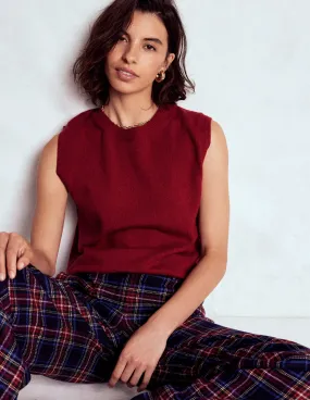 Eva Cashmere Tank-Red Liquorice Four Way Stretch
