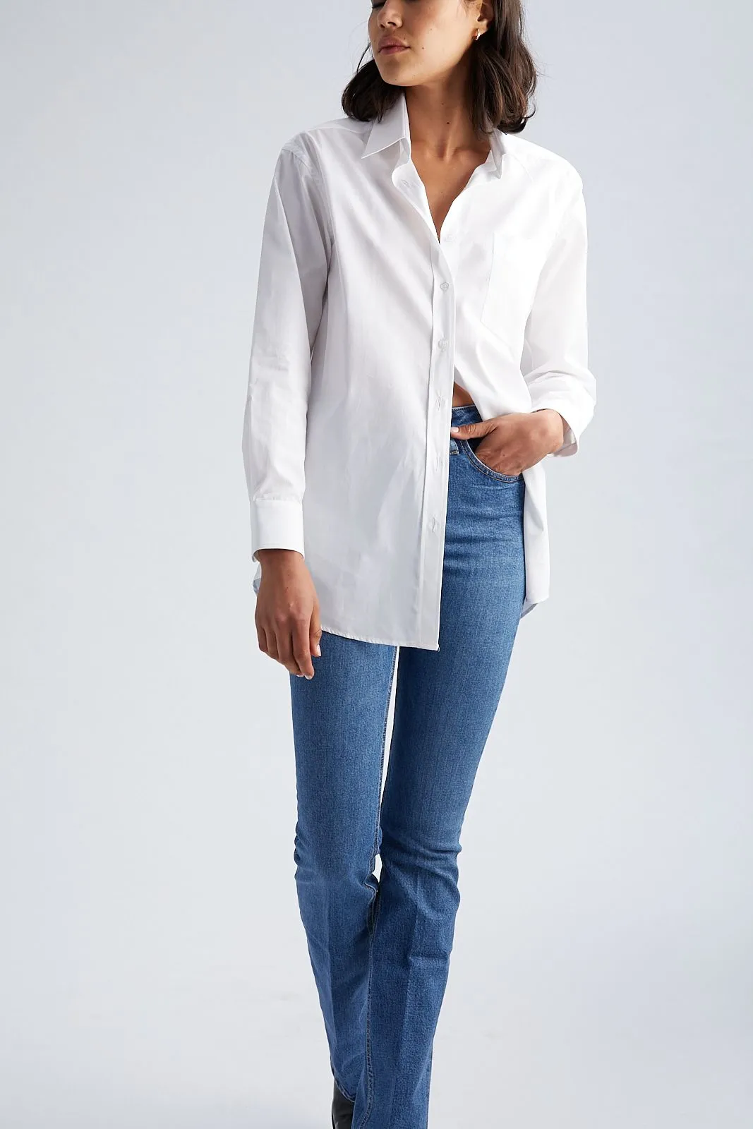 AbrasionResistant Edging White Slim Fit Button Down With Pocket