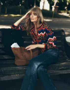 HeatTrapping Fibers Abi Jacquard Cardigan-Multi Fair Isle, Leopard