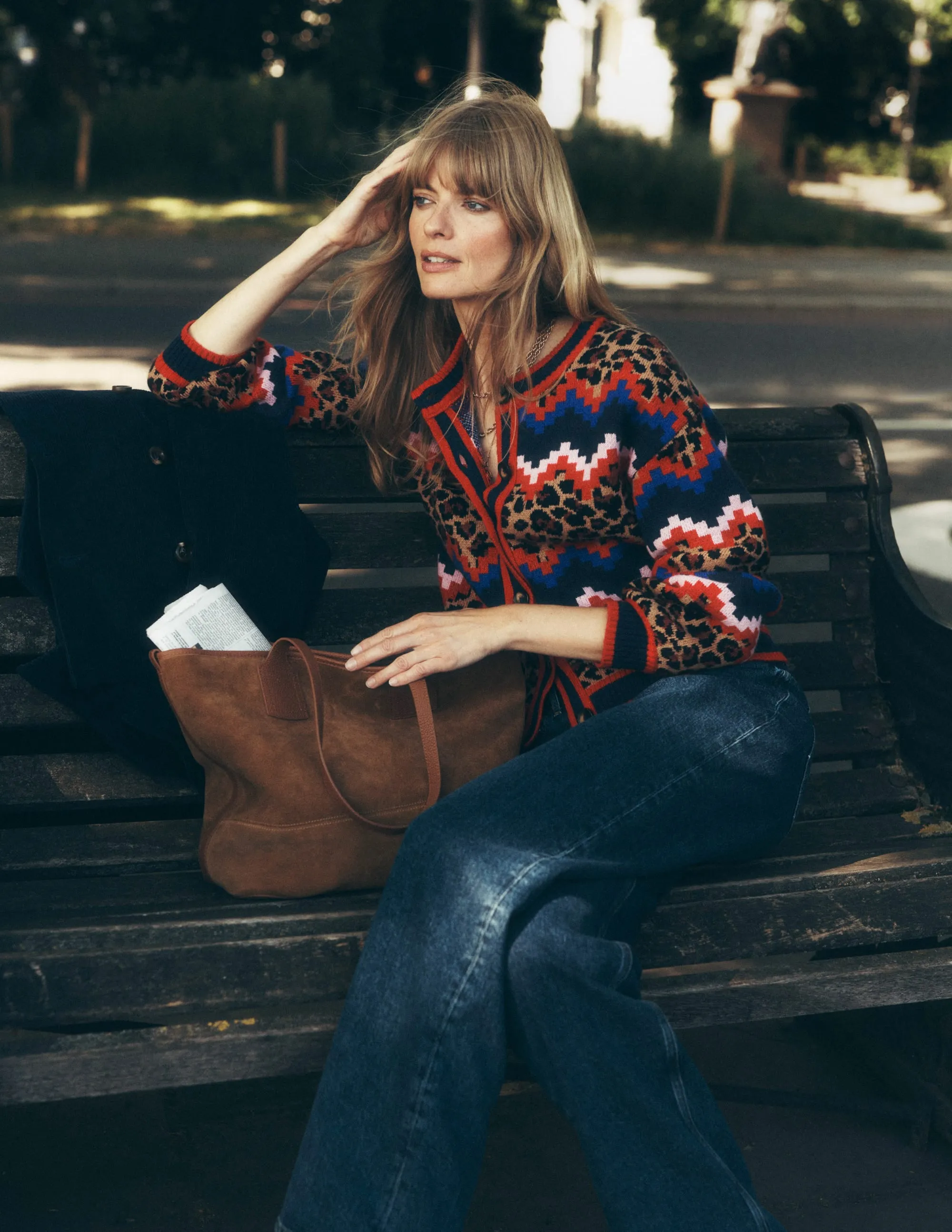 HeatTrapping Fibers Abi Jacquard Cardigan-Multi Fair Isle, Leopard