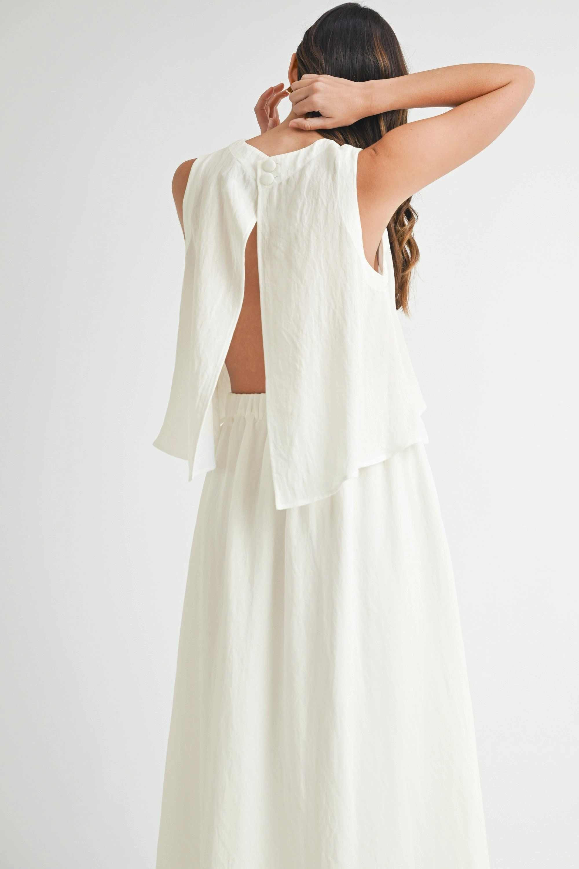 MARY WRINKLED FABRIC SWING TOP Button Down Collar