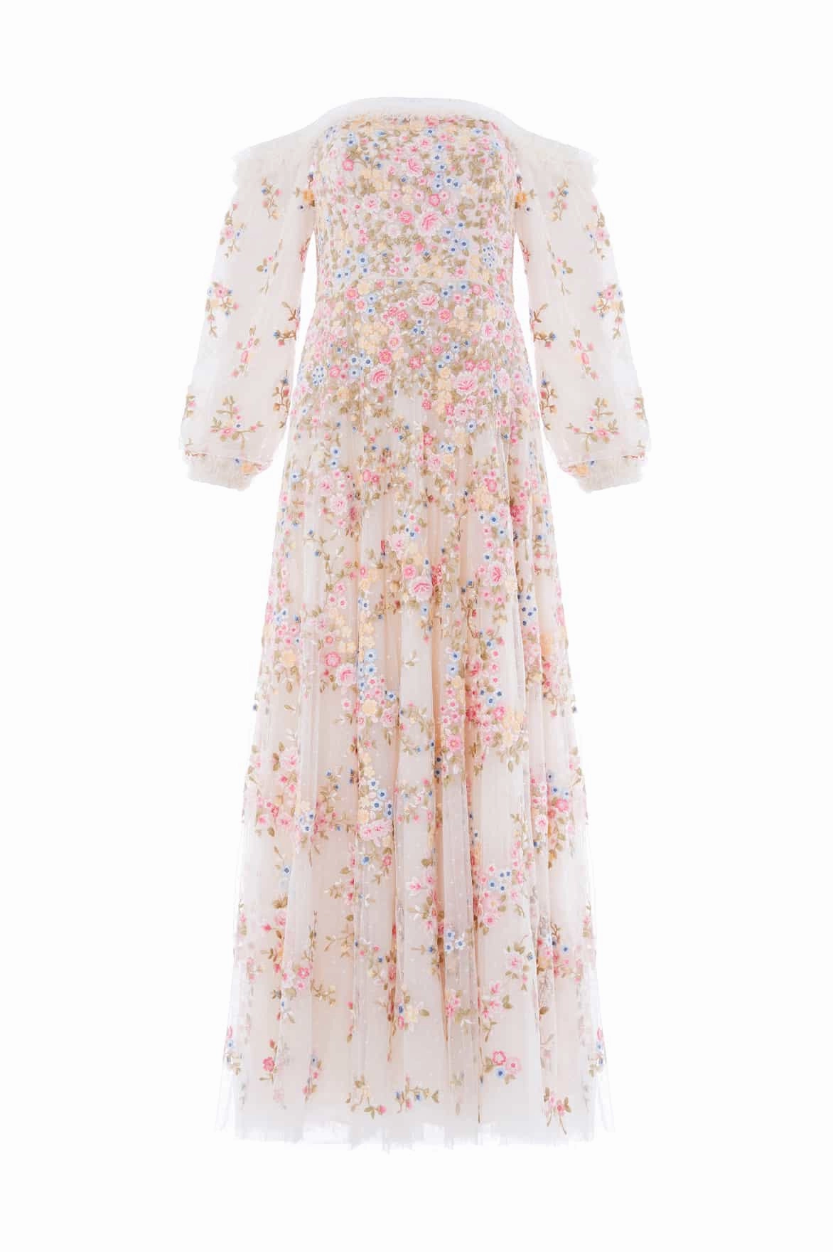 Sunny Lace Simple yet sophisticated gown Lunaria Wreath Off-Shoulder Long Sleeve Gown