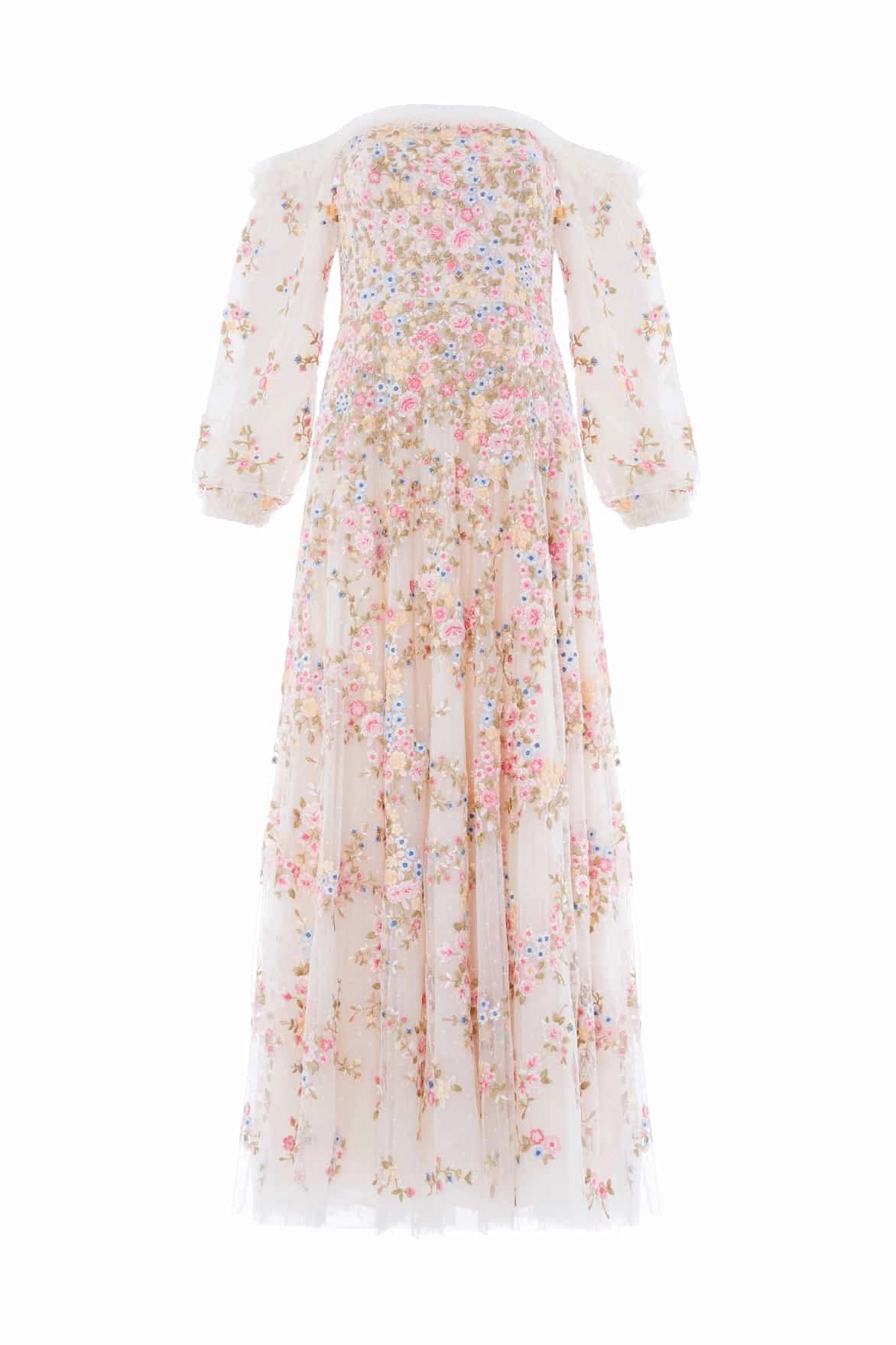 Lunaria Wreath Off-Shoulder Long Sleeve Gown Sleek Presence