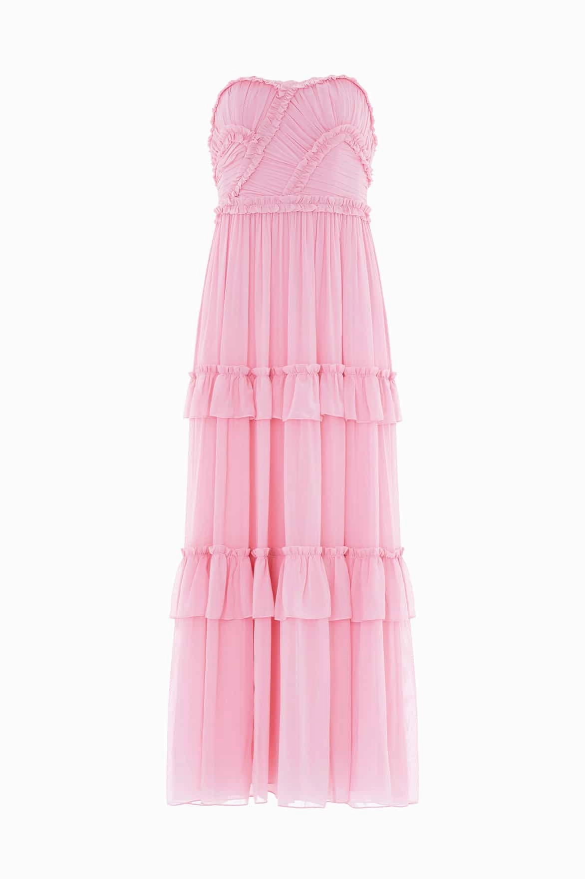 Casual-Look Isabel Chiffon Strapless Ankle Gown