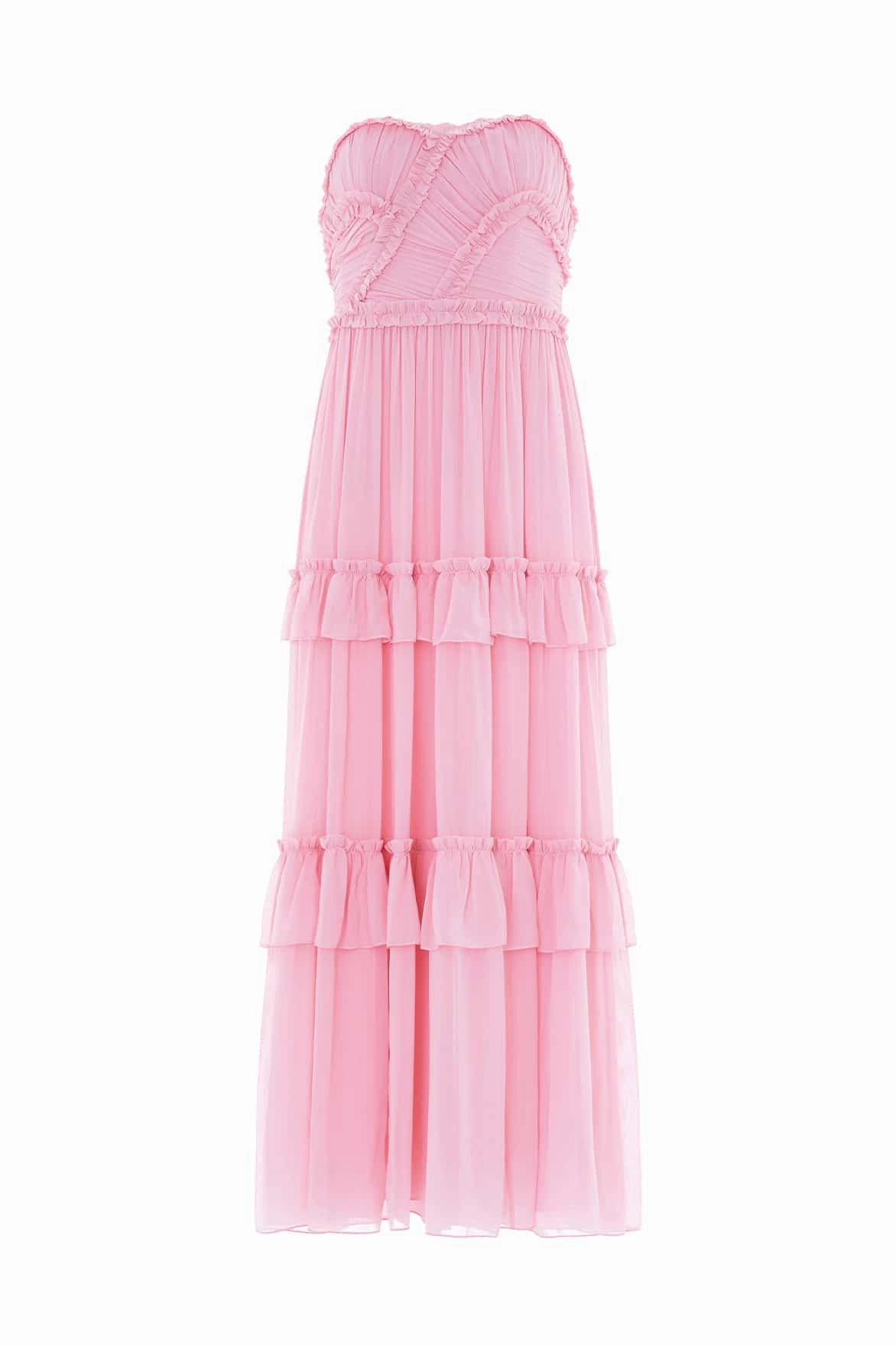 Isabel Chiffon Strapless Ankle Gown Art Event Relax Layers